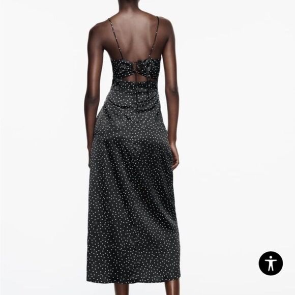 NWT Zara DOTTED SATIN EFFECT CORSET DRESS Sz M - Picture 5 of 9